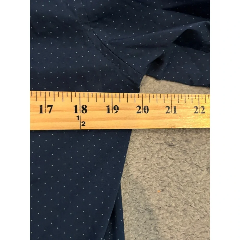 Banana Republic Mens Slim Fit Performance Shirt Navy Blue Dot Stretch Small